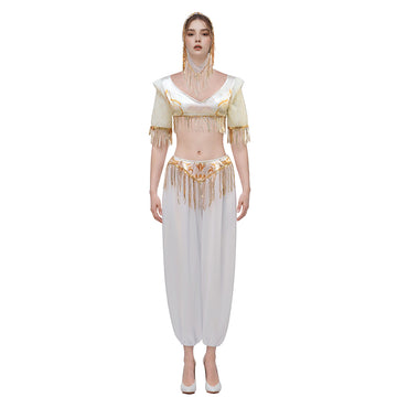 1791's Lady Dream of Jeannie Cosplay Costume Jeannie White Halloween Outfit Becostume